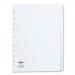 This picture shows a set of Pukka Pads Ltd dividers and indexes. These Concord subject dividers have 20 parts and are multipunched for easy use. They have a sturdy 150gsm weight and come in classic A4 size. The dividers are a bright white color, adding a clean and professional look to any document.