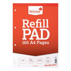 Cheap Stationery Supply of Silvine Refill Pad Headbound 75gsm Ruled Margin Perf Punched 4 Holes 160pp A4 Red A4RPFM Pack of 6 573780 Office Statationery