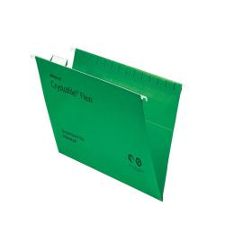 Cheap Stationery Supply of Rexel Crystalfile Flexifile Suspension File 15mm V-base 225gsm Foolscap Green 3000040 Pack of 50 587371 Office Statationery