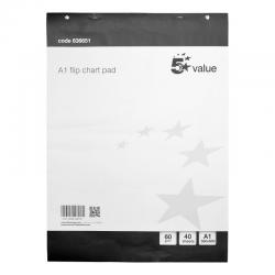 Cheap Stationery Supply of 5 Star Value Flipchart Pad Perforated 40 Sheets A1 Pack of 5 Office Statationery