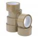 In this photograph, we can see six rolls of 5 Star Value Packaging Tape in a buff color. Each roll measures 48mmx66m and is labeled with the 5 Star Packing Tape brand. The tapes are neatly stacked and ready for use.