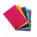 The picture features a set of brightly colored dividers and indexes from Pukka Pads Ltd. The dividers are labeled with bold, white text and are made of sturdy 160gsm card. They are 10 parts and have multiple punches for easy insertion into A4 sized documents. The set comes in assorted colors and is sure to bring organization and vibrancy to any filing system.