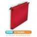 The photograph features a vibrant red Hamelin Suspension Filing Elba Ultimate Linking Suspension File made of polypropylene. It is 30mm wide at the base and designed in the classic Foolscap size. The file has a unique linking feature, making it easy to organize and access important documents. The pack includes 25 of these durable and efficient suspension files, perfect for any office or organization system.