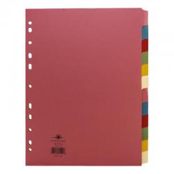 Cheap Stationery Supply of Concord Subject Dividers 12-Part Multipunched 160gsm A4 Assorted 71499/J14 723095 Office Statationery