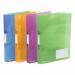 The image shows a pack of 10 translucent, A4 size rexel ice ring binders made of polypropylene with 2 O-rings each measuring 25mm. They are produced by ACCO brands and have a sleek design.