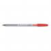 The photograph captures a set of 50 sleek 5 Star ballpoint pens with clear barrels. Each pen features a medium 1.0mm tip and writes a precise 0.4mm line in bold red ink. The pens are neatly arranged in a pack, ready to meet all your writing needs.