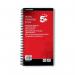 The photo shows a wirebound office telephone message book featuring 80 pages of carbonless sticky notes with a total of 320 notes. The book measures 275x150mm and is labeled 5 Star. The brand name Spicers Telephone & Message is also featured prominently on the cover.