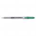 The picture shows a bundle of 12 5 Star gel rollerball pens with a clear barrel, featuring a 1.0mm tip and a 0.5mm line. The color of the ink is a vibrant green, making a striking contrast against the crisp white background. The pens are neatly arranged and ready to be used for any writing task.