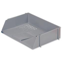 Cheap Stationery Supply of 5 Star Office Letter Tray Wide Entry High-impact Polystyrene Stackable Grey 908099 Office Statationery