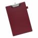 This picture features 5 Star Clipboards 5 Star Office Standard Clipboard with PVC Cover Foolscap in a rich dark red color. The clipboard is sturdy and professional, with a sleek PVC cover and smooth surface perfect for writing or organizing documents.