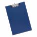 This image features a blue fold-over clipboard with a front pocket, designed by 5 Star Office. The clipboard has five stars etched on the clip, and the front pocket is large enough to hold foolscap-sized documents. This durable and functional clipboard is perfect for organizing documents on the go.