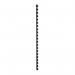 A pile of sleek, black plastic binding combs with 21 sturdy rings and a 6mm width, capable of holding up to 25 sheets of A4 paper. The pack contains 100 combs, perfect for keeping your documents and presentations organized and secure.