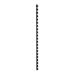 In the photograph, a pack of 100 black 21-ring plastic binding combs by Spicers is shown. Each comb can hold up to 25 sheets of A4 paper and has a 6mm diameter. They are neatly stacked and ready to be used for binding.