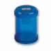 The photo captures Spicers Pencil Sharpeners in a vibrant blue color with a one-hole design. It is made of durable plastic material and has a max diameter of 8mm. The canister shape adds a convenient storage feature.
