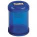This picture shows a blue plastic canister Spicers Pencil Sharpener from the 5 Star Office collection. It has two holes, with a maximum diameter of 8-11mm, and is designed for sharpening pencils. The canister is portable and convenient for use in any workspace. The sharpener has a simplistic yet functional design, making it ideal for everyday use.