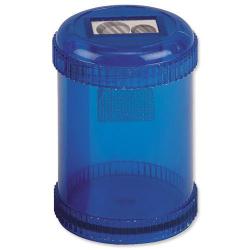 Cheap Stationery Supply of 5 Star Office Pencil Sharpener Plastic Canister Two Hole Max. Diameter 8/11mm Blue 925001 Office Statationery