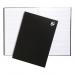 In the photo, there are 5 black casebound notebooks lined up next to each other. Each notebook contains 160 pages and is sized at A4. The cover says 5 Star Manuscript Books and 5 Star Office FSC in white text. The pages inside are ruled and the paper is 75gsm.