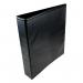 The photo shows a stack of sleek black 5 Star Presentation Binders, each with a 50mm 4D-Ring, made of durable polypropylene material. The binders feature the 5 Star Office logo and are neatly displayed in a pack of 10.