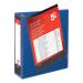 The photograph features a stack of 5 Star Presentation Binders, each with a 65mm blue polypropylene cover and 4D-ring design. The binders are neatly arranged on a surface, showcasing their sleek and professional appearance.