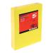 The picture shows a ream of 5 Star Office Coloured Copier Paper in a deep yellow shade. The paper is 80gsm and comes in a standard A4 size. The ream is wrapped and contains 500 sheets of paper. The bright yellow color is perfect for adding a pop of color to any project.