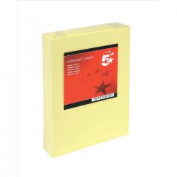 Cheap Stationery Supply of 5 Star Office Coloured Card Multifunctional 160gsm A4 Light Yellow 250 Sheets 936392 Office Statationery