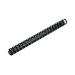 The photo shows a stack of 50 black plastic binding combs by 5 Star Office. Each comb has 21 rings and can hold up to 225 sheets of A4 paper, with a diameter of 25mm. The combs are neatly packaged and ready to use for binding purposes.