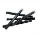 The photograph features 50 black 5 Star binding combs made of plastic with 21 rings, able to hold up to 225 sheets of A4 paper. Each comb measures 25mm in diameter.