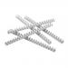 The photo shows a pack of 100 white plastic binding combs with 21 rings, able to hold up to 170 sheets of A4 paper. Each comb is 20mm in size and bears the 5 Star logo. The combs are neatly stacked, ready for use, with the packaging featuring the product name and company logo.