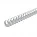 The photograph shows a pack of 100 white 21 ring plastic binding combs from 5 Star Office. Each comb can fit up to 170 sheets of A4 paper and measures 20mm. The combs are neatly stacked and ready to use for all your binding needs.