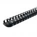 This image features a pack of 5 Star binding combs, made of durable plastic and designed with 21 rings. Each comb can hold up to 325 sheets of A4 paper and has a 38mm width. The color is black and there are 50 combs in the pack.
