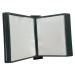 The photograph shows a set of black 5 Star display books and an office desk display panel system. The display panel has 10 clear pockets for organizing A4 sized documents. The system is easy to mount and helps keep documents neat and visible.