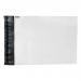 This image shows a pack of 100 5 Star Polythene Envelopes. The envelopes are white and waterproof, with dimensions of 250x320mm and a 50mm flap. They are self-seal and have an elite DX design.