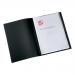 This photograph features a 5 Star Display Book with a soft cover made of lightweight polypropylene. It has 10 pockets and is designed for A4-sized documents. The color of the display book is black and the product code is 938782.