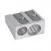 The image shows a pack of 24 5-star pencil sharpeners. They are made of metal and have two holes for sharpening pencils with a maximum diameter of 8/11mm. The sharpeners have a sleek and professional design, perfect for any office setting.