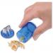 This image features a pack of 10 blue 5 Star pencil sharpeners, with a plastic canister and two holes for sharpening pencils with a maximum diameter of 8/11mm. The sharpeners have a 5 star rating and are perfect for keeping pencils sharp and organized in any office or classroom setting.
