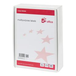 Cheap Stationery Supply of 5 Star Office Multipurpose Labels Laser Copier Inkjet 16 per Sheet 99x34mm White 8000 Labels 940453 Office Statationery