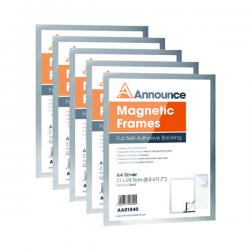 Cheap Stationery Supply of Announce Magnetic Frame A4 Silver (Pack of 5) AA01841 AA01841 Office Statationery
