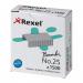 The image displays a box of 1500 ACCO Brands Staples with the brand names Staples, Rexel, and Bambi. The staples are 4mm in size and come in an outer carton of 20.