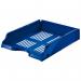 The photo features a set of blue Esselte Transit A4 letter trays from ACCO Brands. The outer carton contains 10 trays, neatly stacked and ready for use. The trays have a sleek and modern design, making them perfect for organizing documents and papers in any office space.