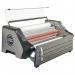 The picture shows a sleek and modern white laminating machine with the brand ACCO Brands and model GBC Ultima 65 Roll Laminator visible on the top. The machine has a professional look with various buttons and settings, as well as a large feeding tray. The brands logo can also be seen towards the bottom.