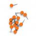 This picture shows a pack of 100 orange push pins designed for use on a Nobo notice board, manufactured by ACCO Brands. The push pins are made for easy insertion into the board, allowing for secure hanging of lightweight materials such as notices or photos. The bright orange color adds a pop of color to any notice board, while the compact size makes storing and organizing them a breeze. These drywipe accessories are a must-have for any busy office or classroom setting.