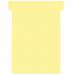 This picture displays a pack of 100 yellow, size 3 T-Cards with a 15mm tab at the top that is 92mm wide and a bottom that is 80mm wide. Each card measures 120mm in height and comes in an outer carton of 5, with a total of 500 cards. The design features the ACCO Brands and Nobo logos.