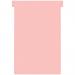 The photograph displays a pack of 100 light pink T-cards, size 4, by ACCO Brands. They come in an outer carton of 5, with a total of 500 cards. The T-cards are neatly stacked and perfectly aligned, with the pink color contrasting against the white background. The packaging is clean and professional, with the brand logo prominently displayed.