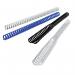 This photo shows a pack of 50 black ACCO Brands Binding Combs, designed with GBC ClickBind™ technology for secure binding of A4 documents. Each comb is 8mm thick and ideal for organizing papers.
