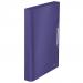 The photo shows a stylish A4 expanding file by Leitz, part of the ACCO Brands collection. It is designed in a sleek Titan Blue color and has 6 compartments for efficient organization. The file comes in an outer carton packaging, containing 5 units.