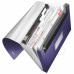The photograph shows a stylish, Titan Blue Leitz Style A4 Expanding File by ACCO Brands. It has 6 compartments to keep documents organized and secure. The file is held together by a durable outer carton and comes in a set of 5. Perfect for any professional or personal use.