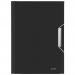 The photograph shows a sleek and modern ACCO Brands Expanding File in Leitz Style. It is designed for A4 documents and has six compartments, perfect for organizing important papers. The file is a deep and rich satin black color, adding a touch of sophistication to any office space. The outer carton features five of these files, making it a great value for those in need of multiple organizers.