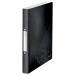 The photograph shows 10 black Leitz WOW Ring Binders made of polypropylene, each with a 25mm 2 round ring mechanism. These binders are designed for A4 sized paper and come in an outer carton.