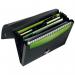 The ACCO Brands Expanding Files Leitz Recycle Expanding Concertina File A4 features a sleek black design with a spacious accordion-style layout. It has a total of 5 compartments, providing ample space for organizing and storing important documents. The outer carton comes in a convenient pack of 5, making it ideal for offices or personal use. Made from recycled materials, this file is not only practical but eco-friendly as well. The sturdy construction ensures durability and longevity, making it a reliable filing solution.