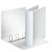 The photograph shows a set of 10 white Esselte Essentials polypropylene presentation binders. Each binder is A4 size and has a 50mm spine. The outside of the binders are white and have the Esselte logo printed on the front cover.